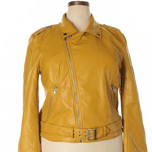 Bagatelle Faux Leather Jacket Mustard Yellow XXL